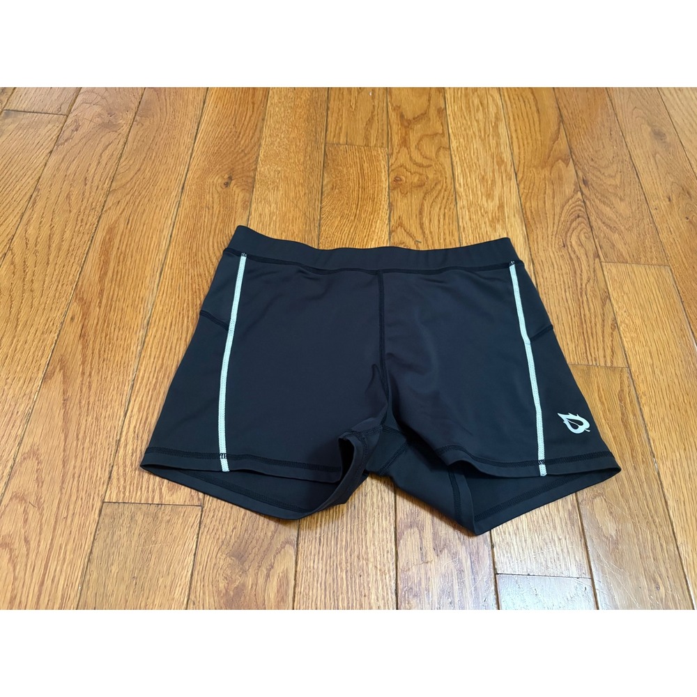 Baleaf Womens Black Compression Running Shorts Side Stripe Size Small Activewear
